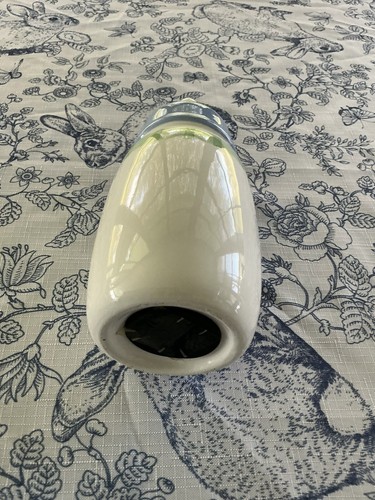 VINTAGE WHITE & BLUE CERAMIC BABY BOTTLE PIGGY BANK - Picture 6 of 6