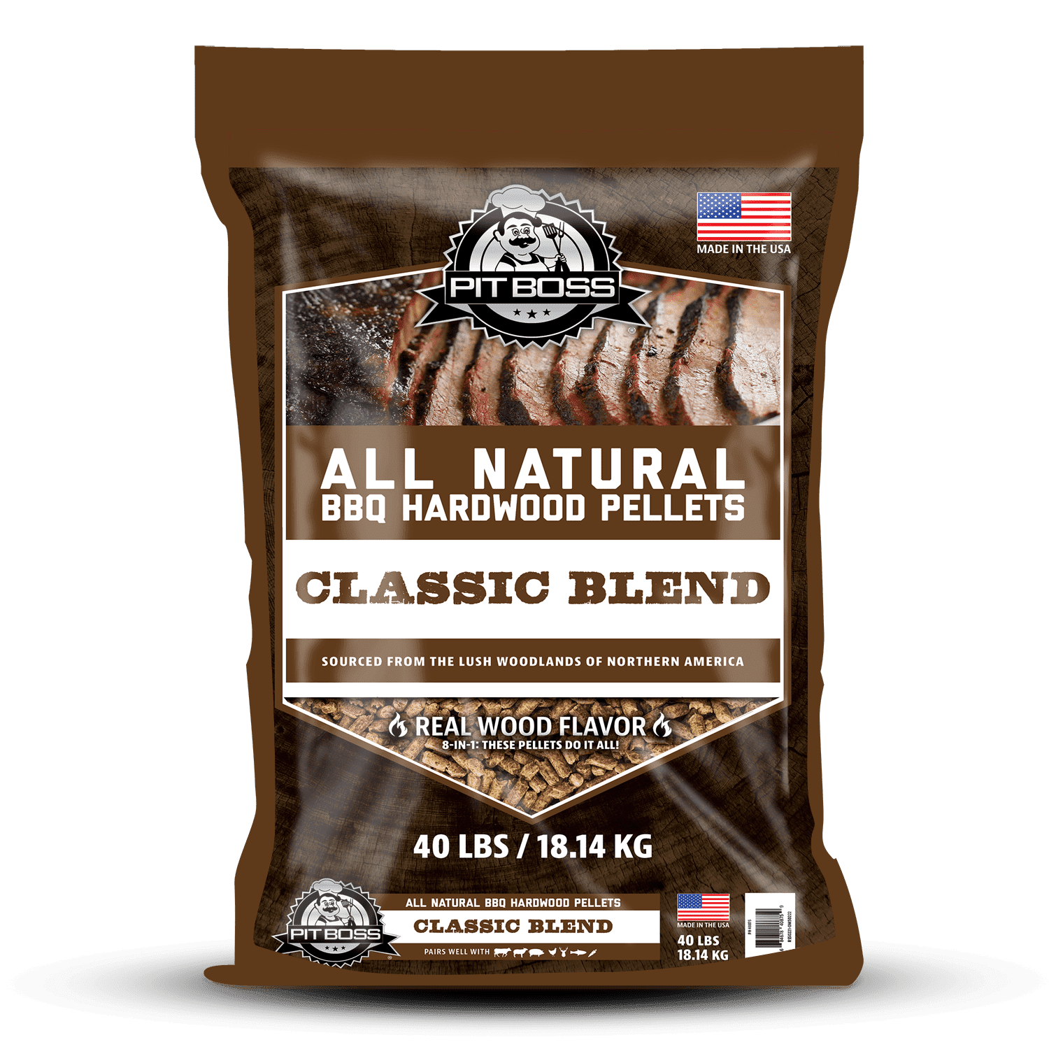 Pit Boss 100%All-Natural Hardwood Classic Blend BBQ Grilling Pellets,40Pound Bag