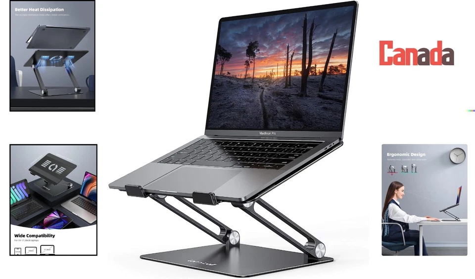 Soporte portátil compacto ajustable para computadora portátil - Amplia compatibilidad 10-17,3"" - Negro Foto 2 de 4