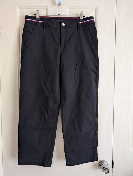 Womens TOMMY HILFIGER Black Wide Leg Cotton Pants - Size 6 (T52)