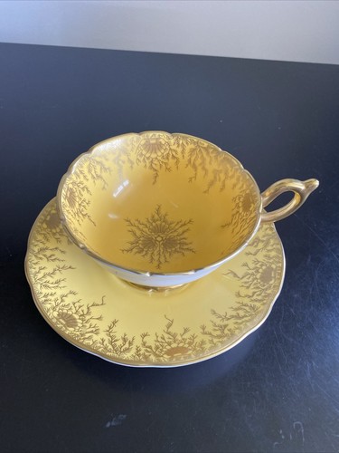 Coalport Sunshine Yellow and Gold Teacup and Saucer - Picture 13 of 20