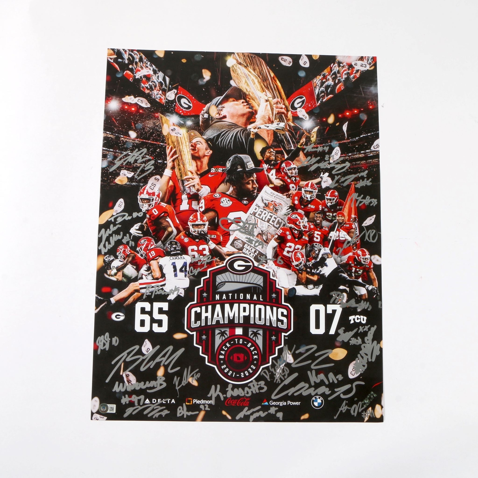 Stetson Bennett Autographed Signed Georgia Bulldogs 2022 Team Poster Ladd Brock National Cha 