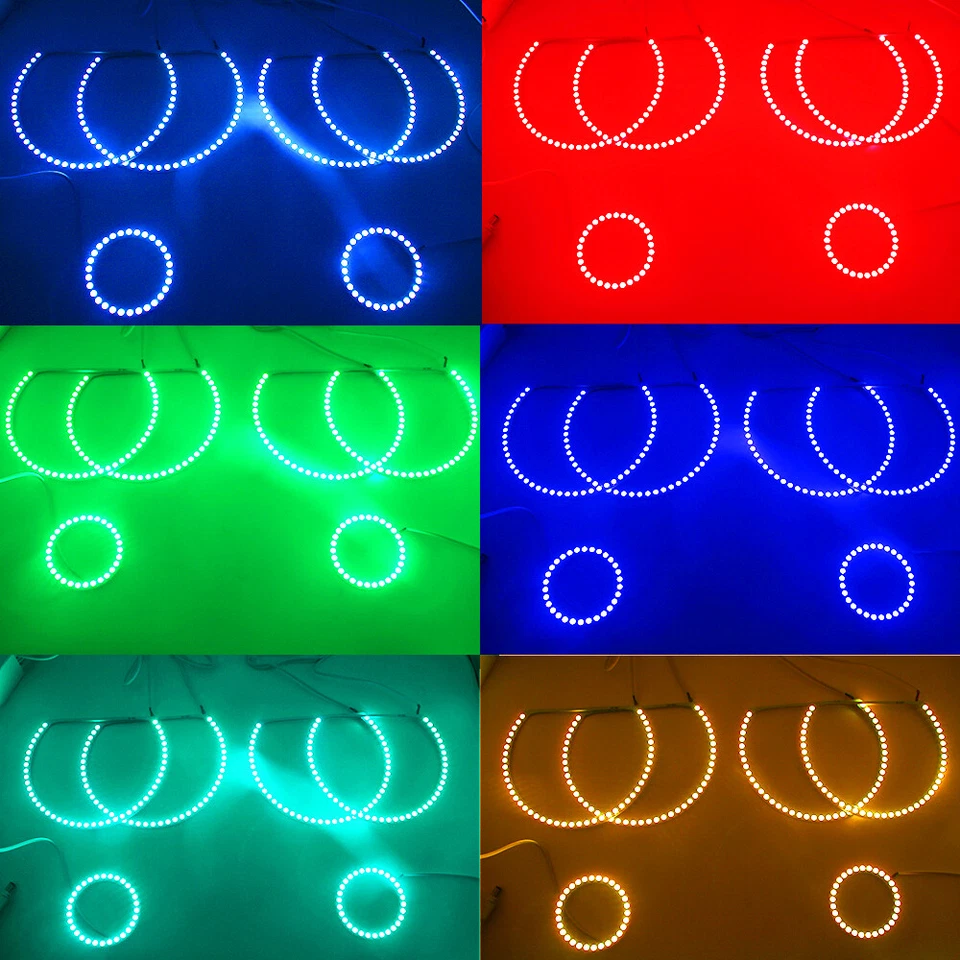 Multi-color Led Angel Eyes Kit RGB Halo Rings Light For Dodge Challenger 2008-14 - Image 4 of 4