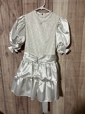 Vintage Madonna Girls Communion Dress White Size 8 With Tiara/Vail