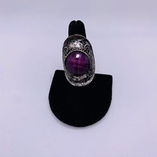 Unbranded Dark Purple Silvertone Statement Ring New Adjustable