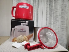 Vintage Donvier Premier RED Homemade Ice Cream Maker With Hand Crank