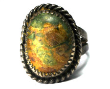 Sterling Silver Vintage Green Turquoise Ring 22mm Size 7