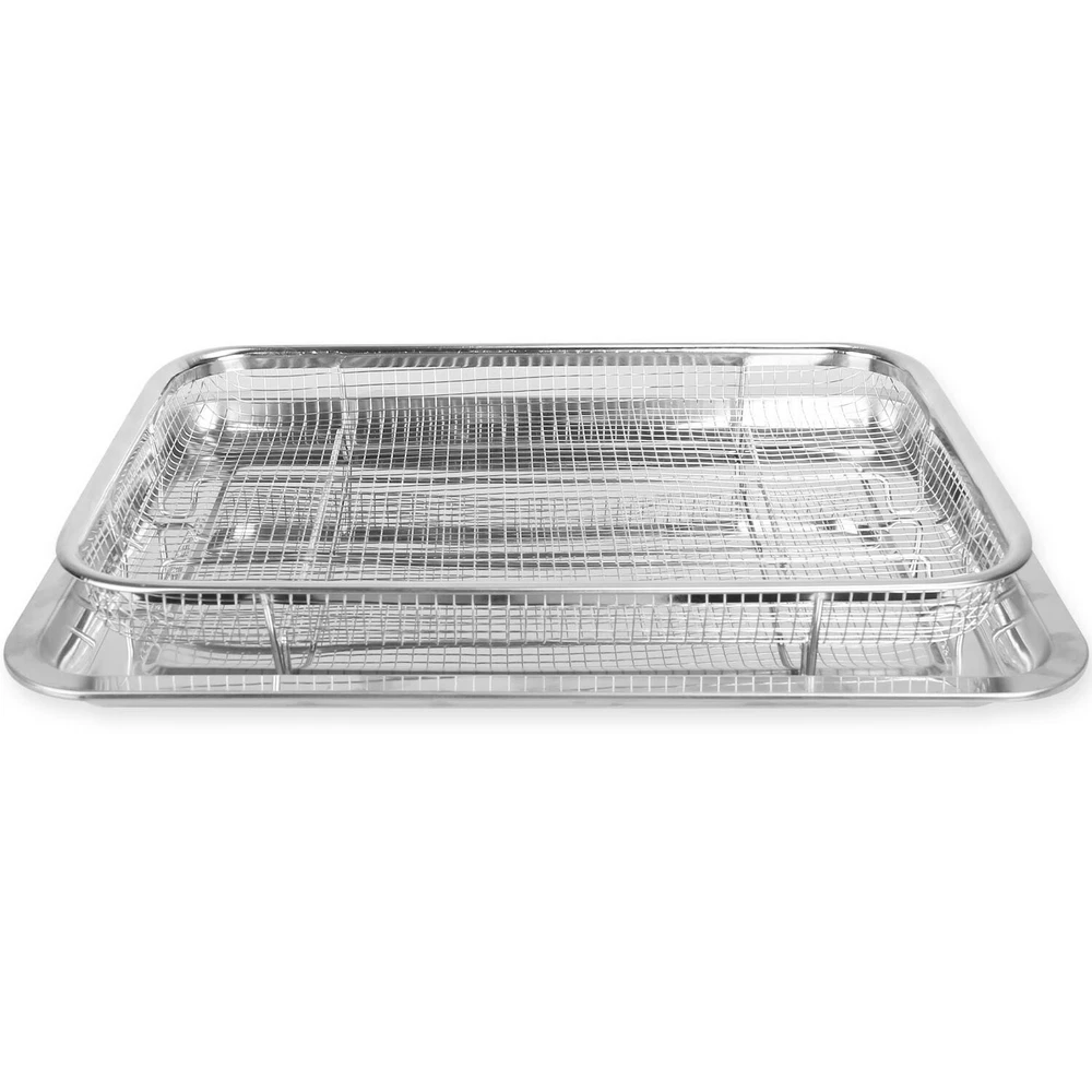 Air Fryer Basket for Oven, Set Stainless Steel Oven Air Fryer Basket and Tray