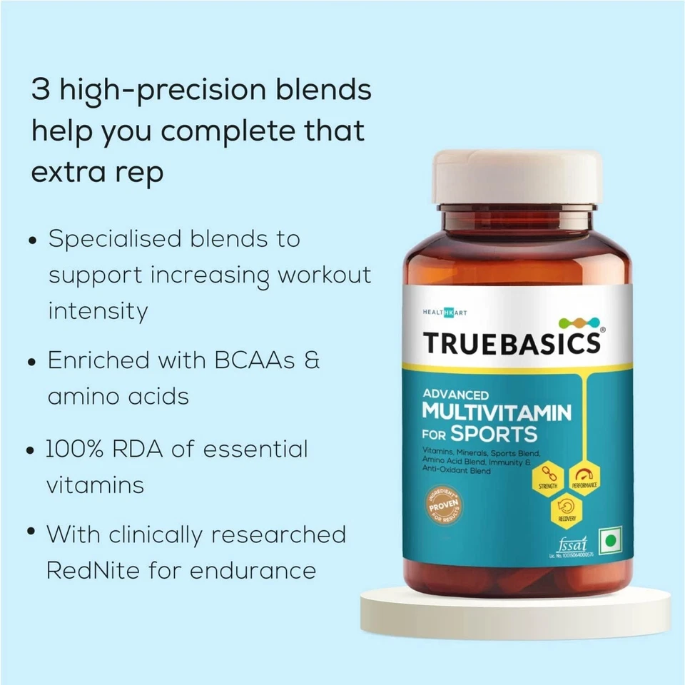 Multivitamínico avanzado TrueBasics para deportes y fitness para inmunidad y energía Foto 2 de 4