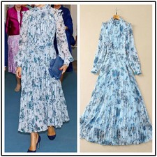 Occident Elegance Printed Floral Slim Waist Midi Pleated Party Women Dress Club