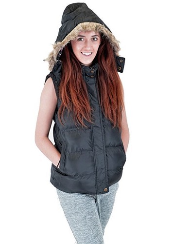 Ladies Sleeveless Hooded Quilted Gilet 