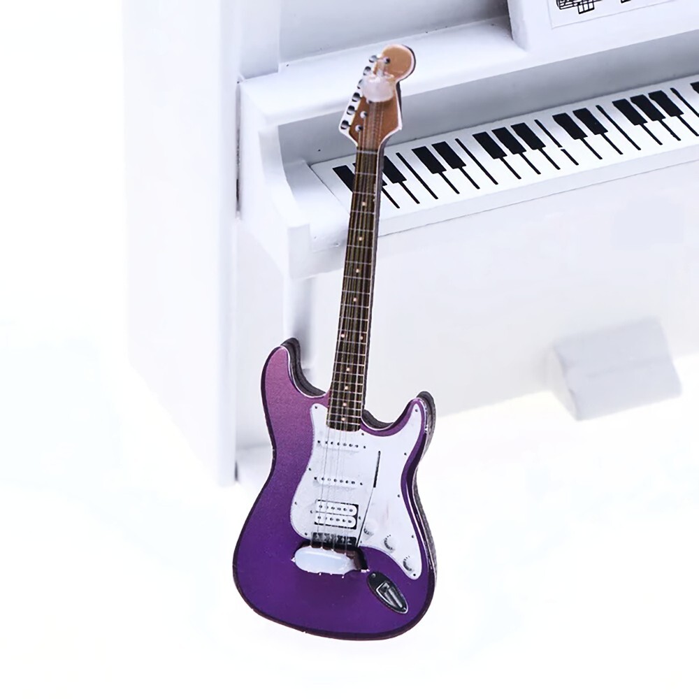 Purple Electric Guitar Dollhouse Miniature 1:12 Scale  - FAS
