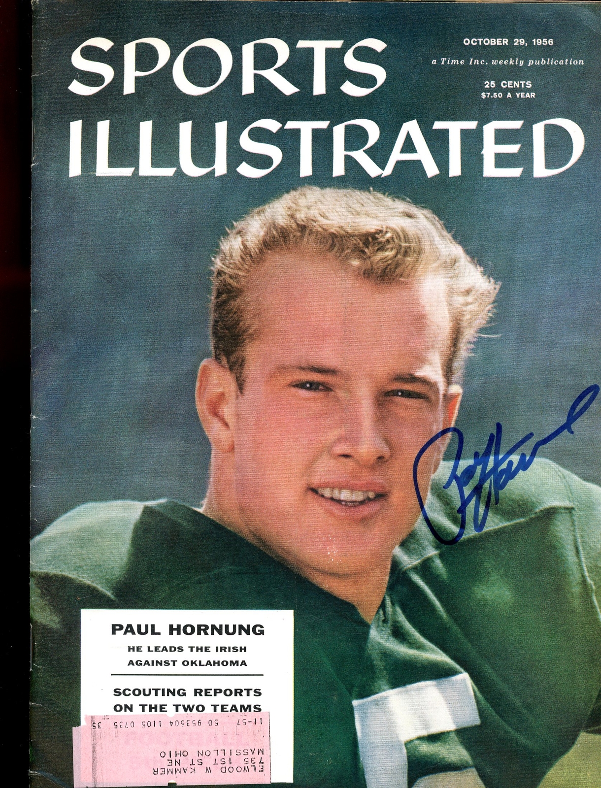 Paul Hornung Autographed Signed Notre Dame Fighting Irish Notre Dame Auto 1956 Sports Illustrated JSA Authentic 