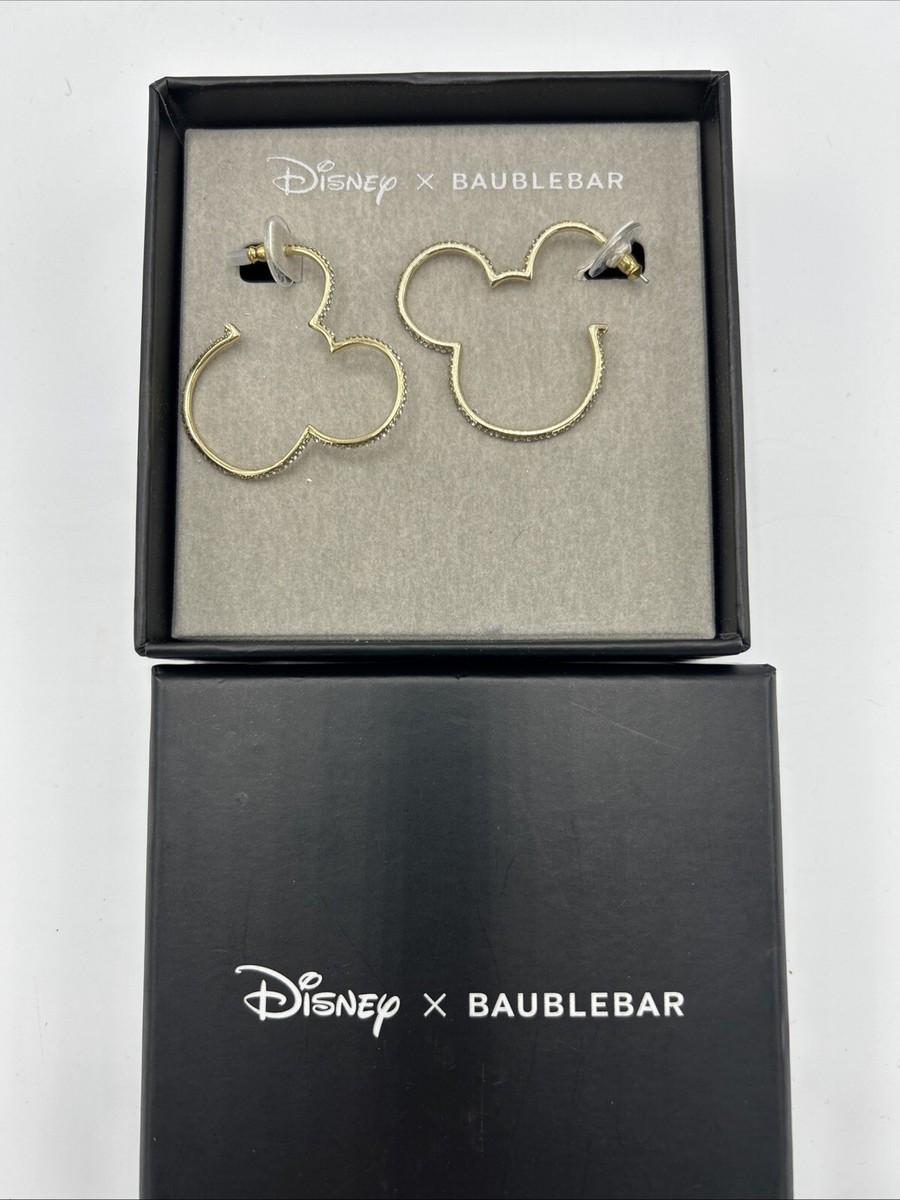 Baublebar x Disney Gold Tone Mickey Mouse Post Hoop Earrings