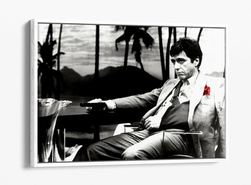 TONY MONTANA -FLOAT EFFECT CANVAS WALL ART PIC PRINT- BLACK & WHITE RED - Picture 4 of 12