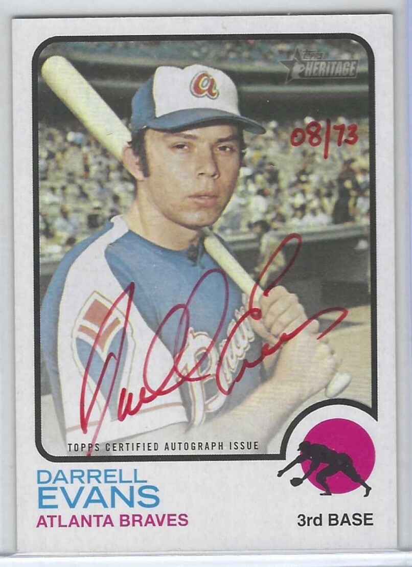 DARRELL EVANS 2022 TOPPS HERITAGE RED INK  REAL ONE AUTO #D 08/73
