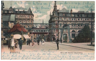 Old postcard Wuppertal Elberfeld, view from Döppersberg station, used 1905