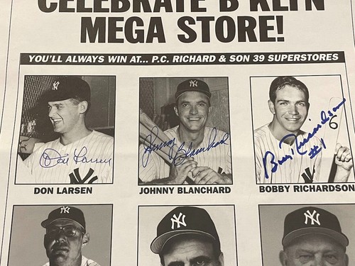 RARE New York Yankees AUTO'D P.C. Richard & Son Store Sheet, Larsen, Torre LOOK! - Picture 3 of 4
