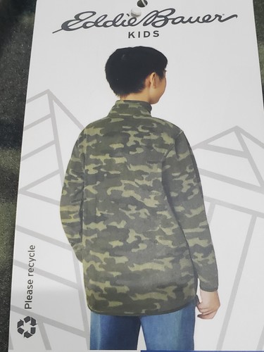 EDDIE BAUER BOYS MEDIUM 10/12 CAMO QUEST FLEECE 1/4 ZIP PULLOVER SWEATSHIRT NEW - Picture 4 of 6
