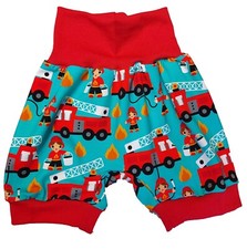 Pumphose kurz Hose Shorts Kinder Baby BW-Jersey Autos Feuerwehr Handarbeit Neu