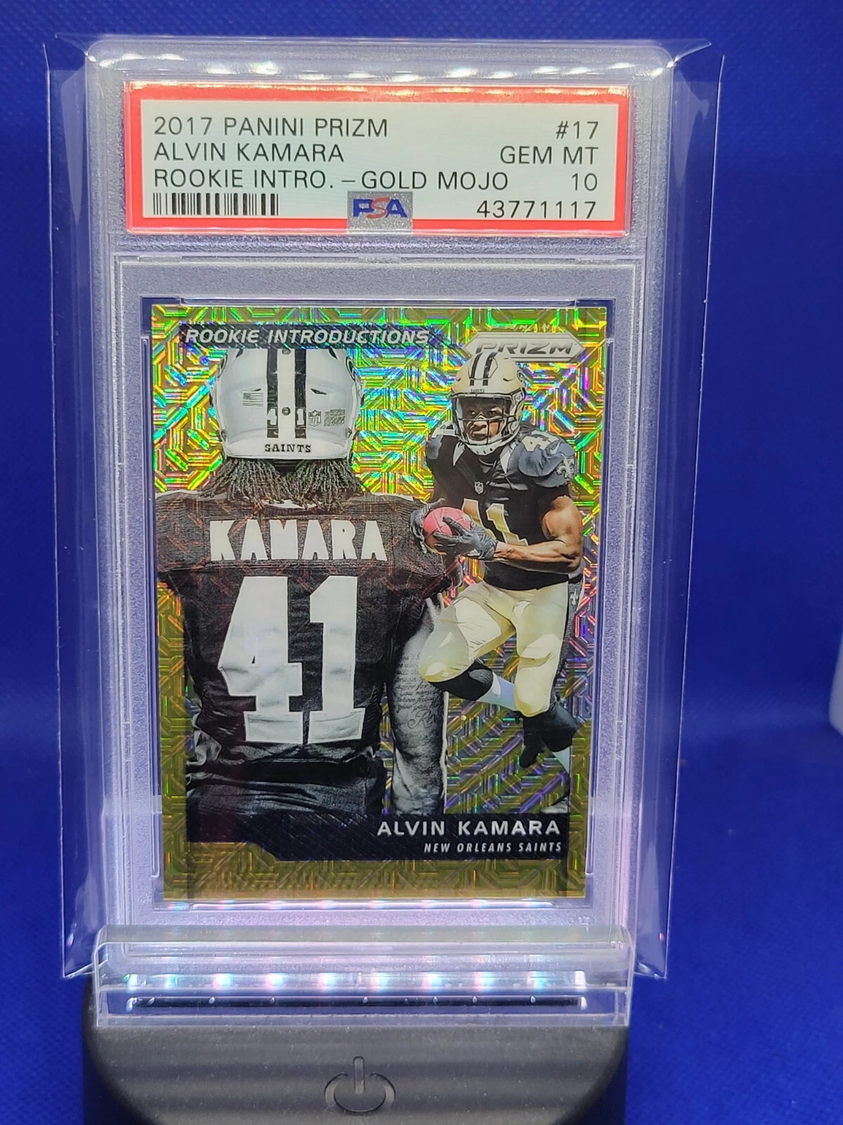 Alvin Kamara Panini Prizm Rookie Introductions #17 Gold Mojo