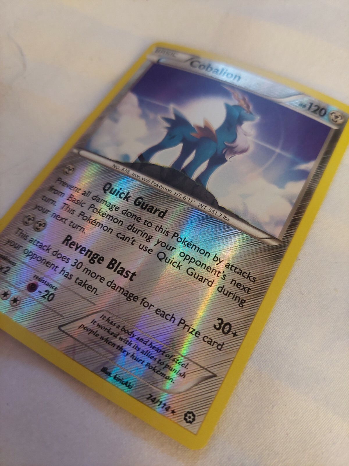 Cobalion (74/114) Reverse-Holographic Pokemon card