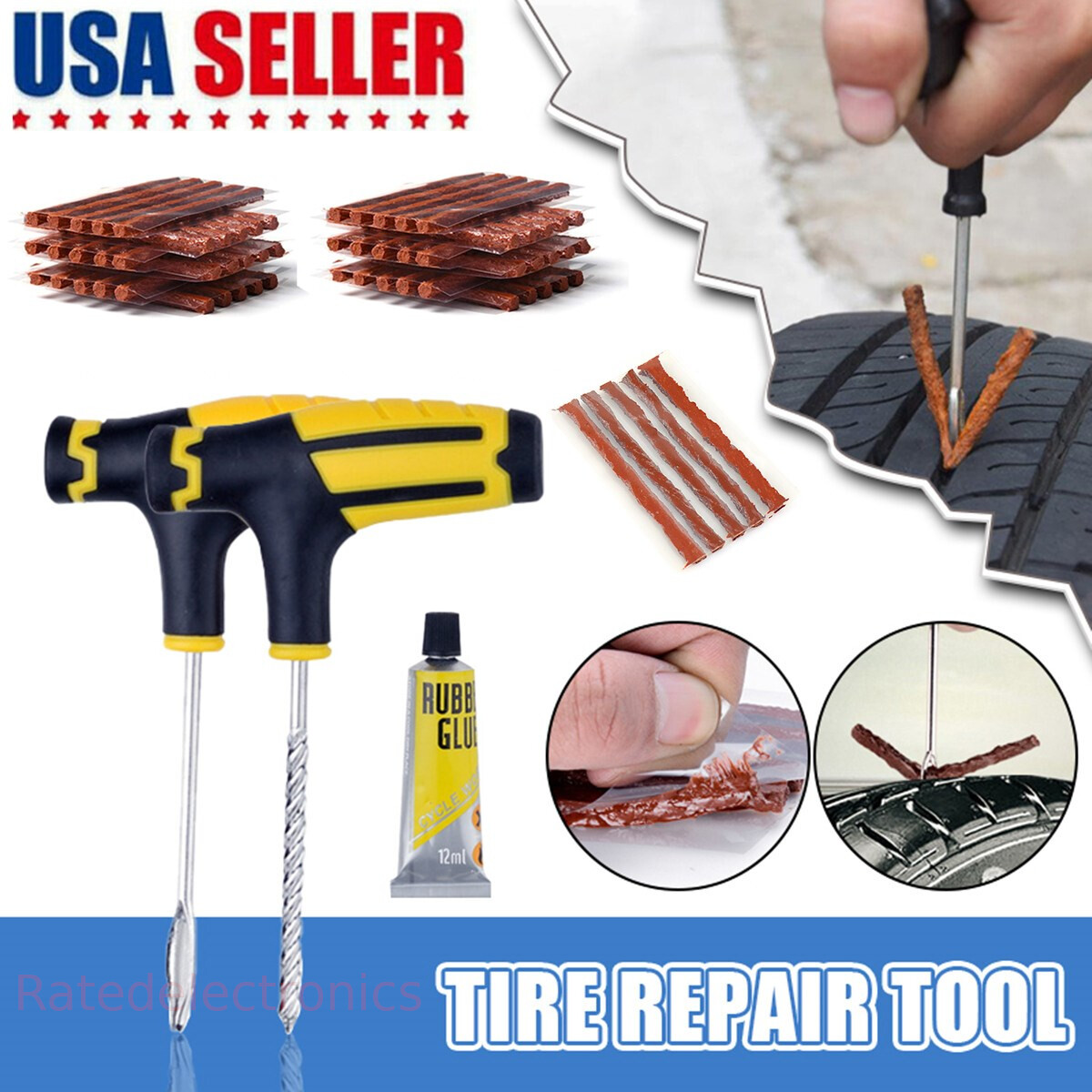 68pc Tire Repair Kit DIY Flat Tire Repair Car Truck Motorcycle Home Plug  Patches