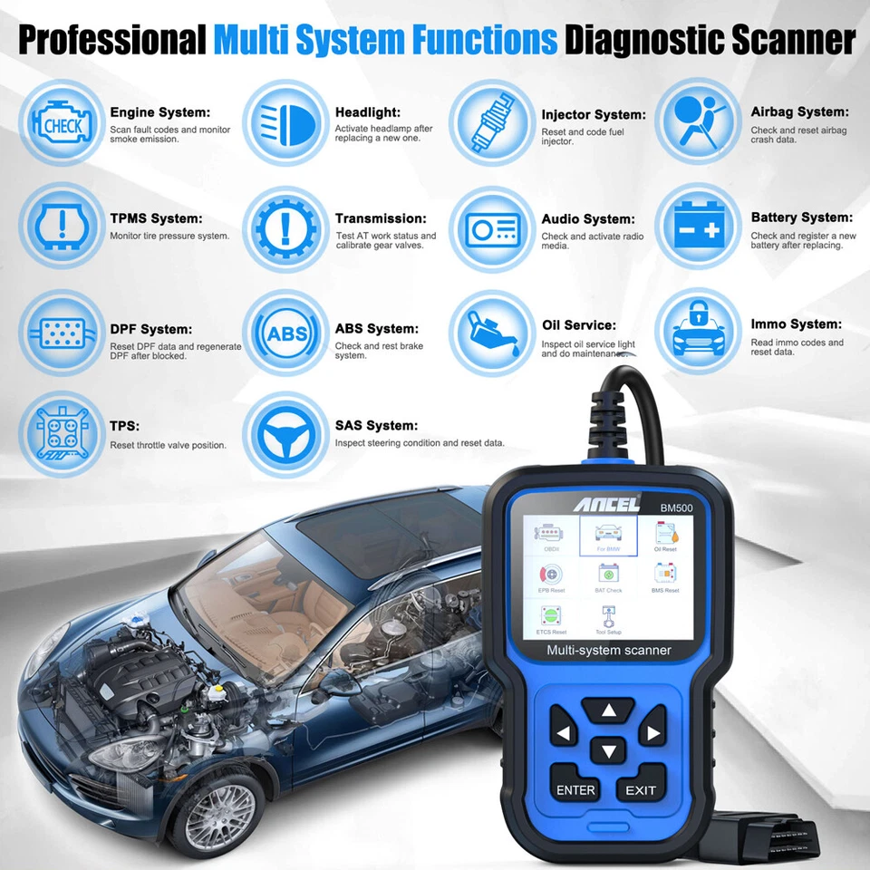For BMW Car All System OBD2 Scanner EPB BMS Reset Code Reader Diagnostic Tool UK - Image 2 of 4