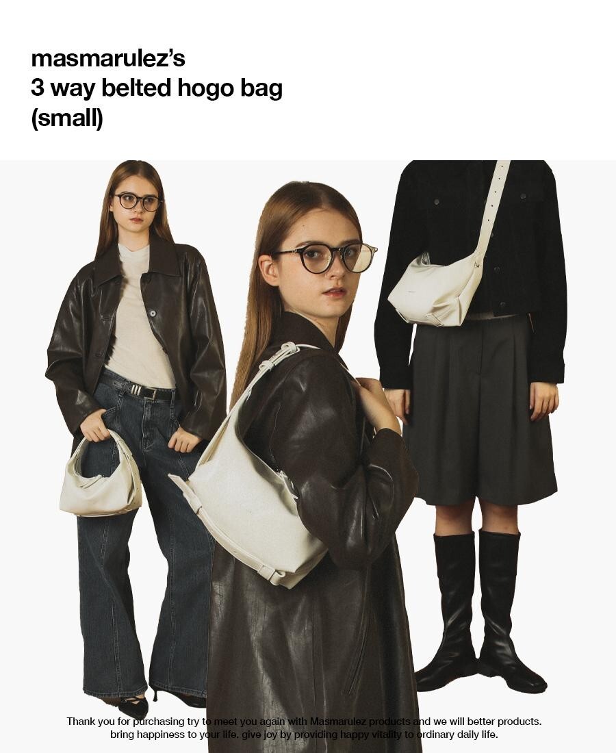 ◆masmarulez◆ 3way belted mini hobo bag Cream 5012114315 Masmarulez] Korean 3-Way Belted Mini Hobo Bag, Tote