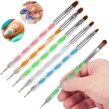 5Pcs Nail Art Brushes with Dotting Pen Tip Set, Painting, Rhinestone Pickers