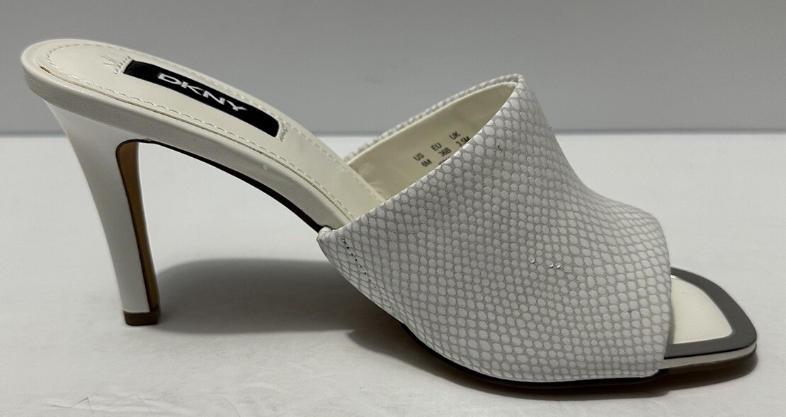 DKNY Womens Bronx SNK Print White Faux Leather Mules Shoes Size 6m