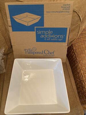 Pampered Chef einfache Ergänzungen große weiße Schüssel #1935 Neu im Karton