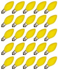 25 Pack C7 LED Yellow Replacement Light Bulbs for Christmas Strings 0.7W Ceramic