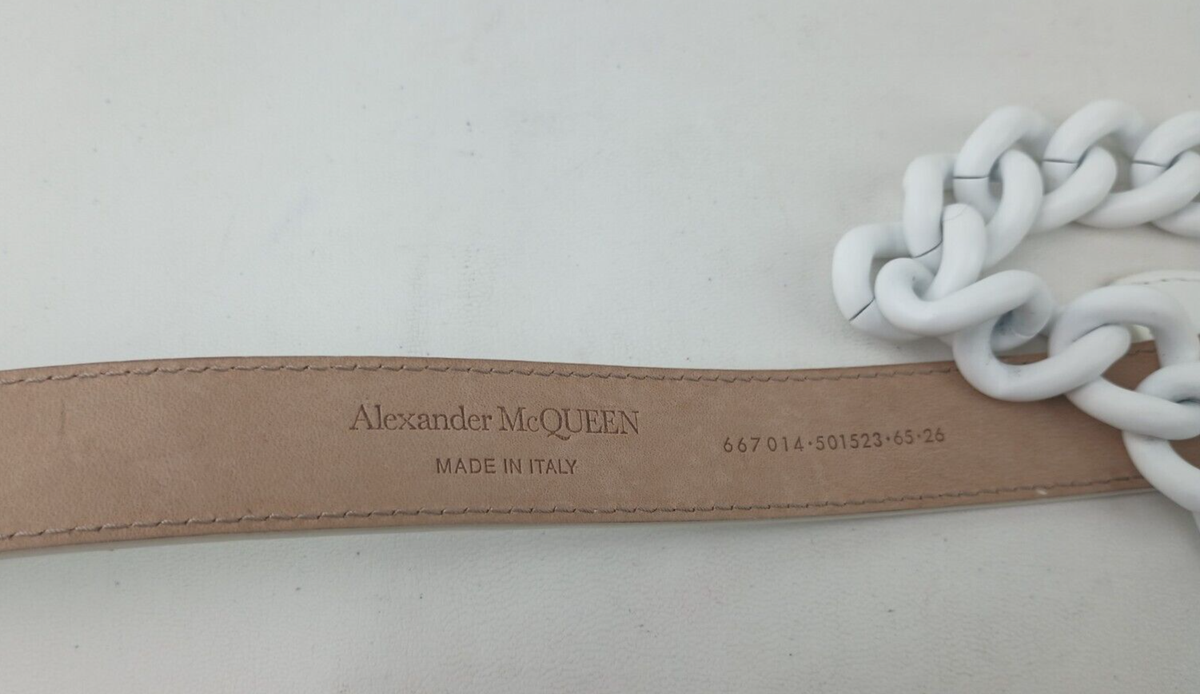 Alexander McQueen Women's White Leather Double-Chain Belt