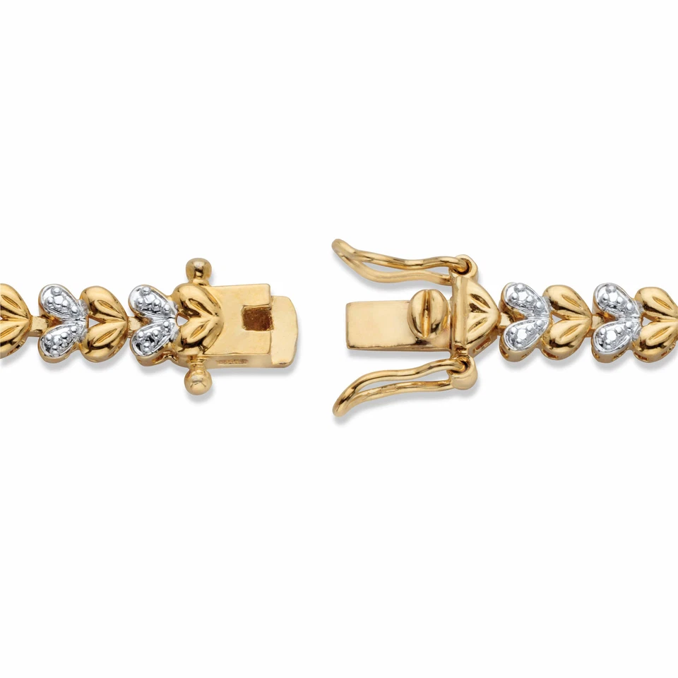 3,01 Cttw. Brazalete Corazón Chapado en Oro con Acento de Zafiro y Diamante Genuino 7.25" Foto 2 de 4