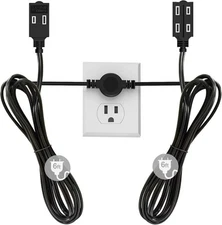 Twin Extension Cord Power Strip - 12 Feet - 6 feet 12ft(1-pack), Black 