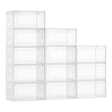 VEVOR Shoe Storage Boxes 12Pack Stackable Shoe Boxes US Size13 Transparent White