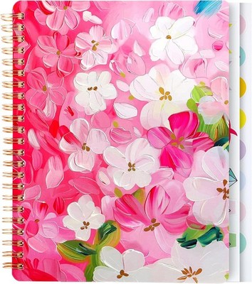 Spiral Notebook for Women 8.25 x 6.25in Hardcover 160 Lined Pages Large Pockets 