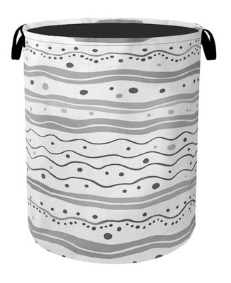 Grey Lines 60L Heavy Duty Foldable Waterproof Laundry Basket Hamper Bag