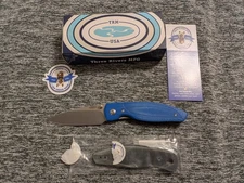 TRM Three Rivers Manufacturing ATOM Blue 3D G10 20CV Steel NEW