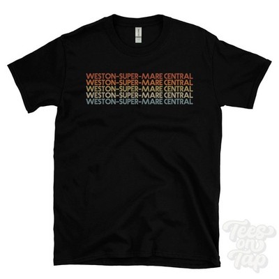 WESTON-SUPER-MARE CENTRAL REPEATED RETRO STYLE T-SHIRT mens & womens uk place