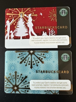 2 x Starbucks Card USA 2006 Christmas ''Tree Lighting / Shimmering Snowflakes'' #1