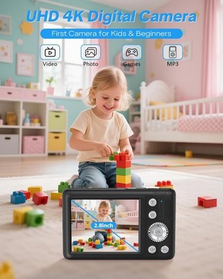 W&O Digital Camera for Kids, 1080P HD Camera, 44MP Point 32GB Card Anti Shake