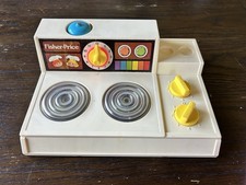 Fisher-Price Vintage Play Stove Kitchen Set Toy Magic Burners and Timer 1978