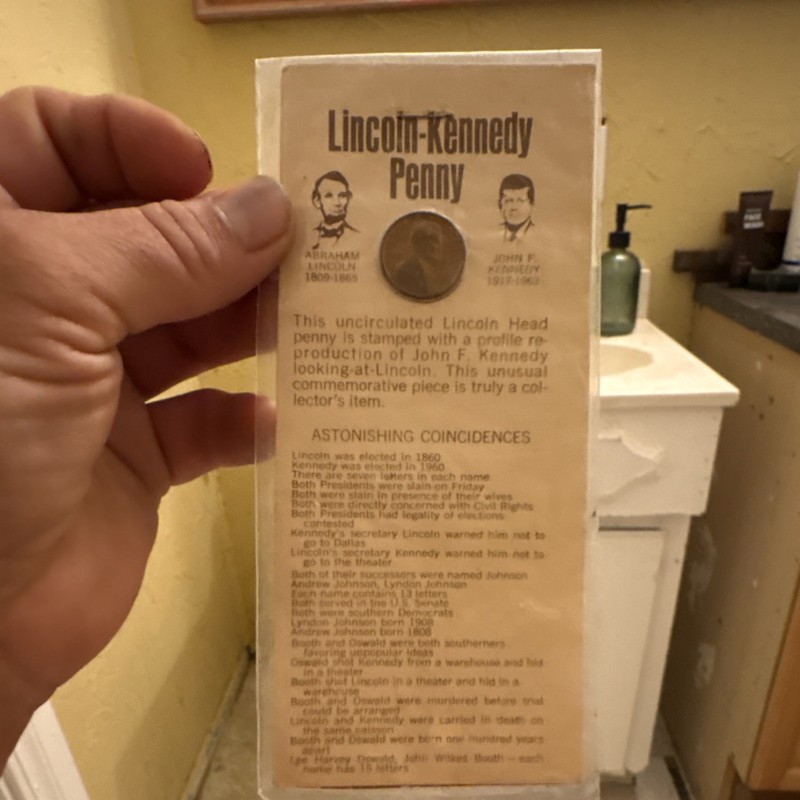 Lincoln-Kennedy Copper Penny Uncirculated Lincoln Head Cent w/ JFK Profile Card