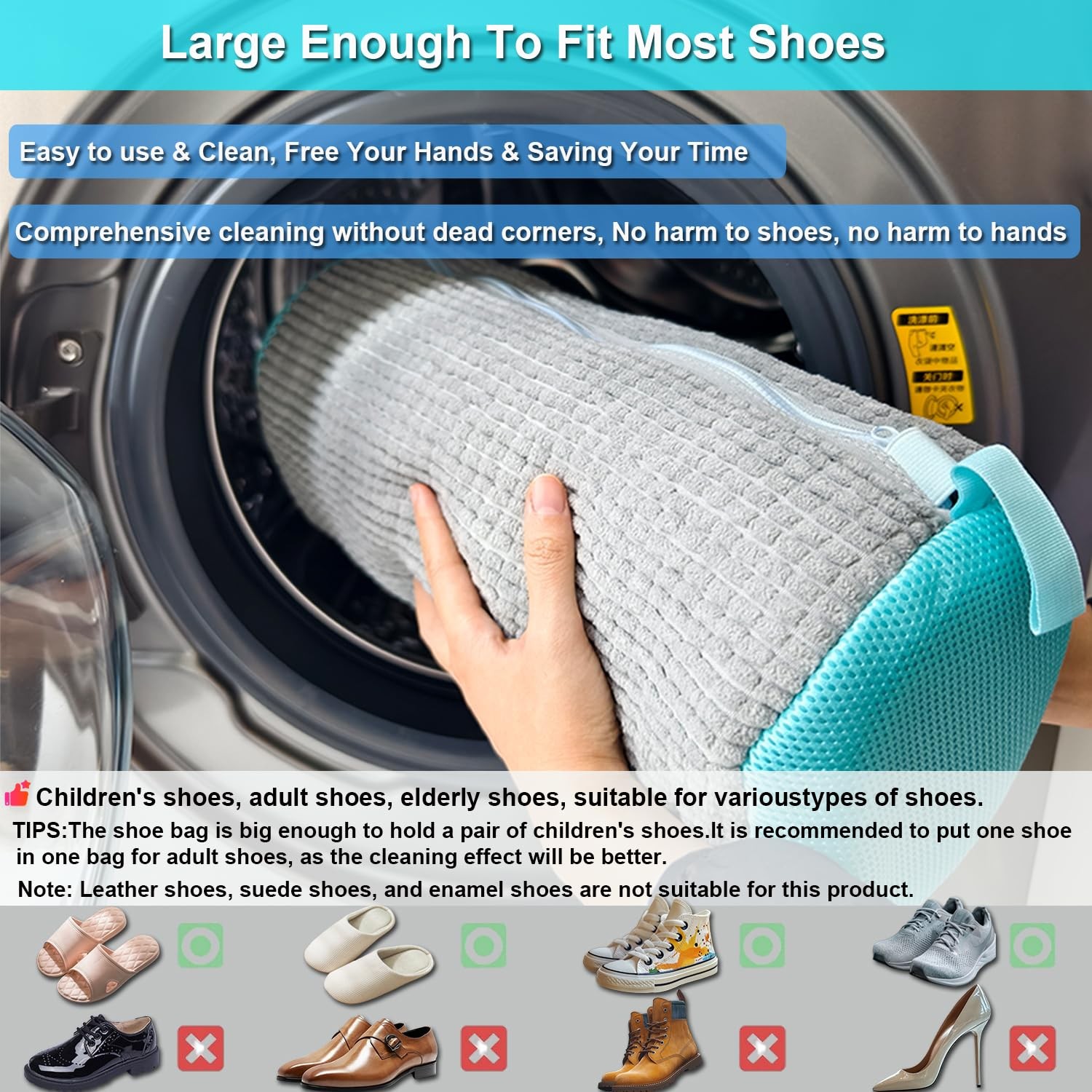 Shoe Washing Machine Bag, Reusable Laundry Shoe Bag for Washer and Dryer, Sne...