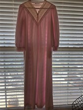 Vintage Vanity Fair Pastel Pink half zip pajama robe Housecoat full length