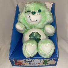 Good Luck VTG 1984 Care Bears Plush With Original Box Green Clover Stuffed