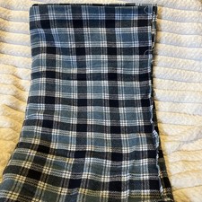 Flannel Plaid Fabric Blue White 59X60"