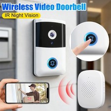 Wireless Video Doorbell Camera WiFi Smart Home Security Night Vision + Chime Whi